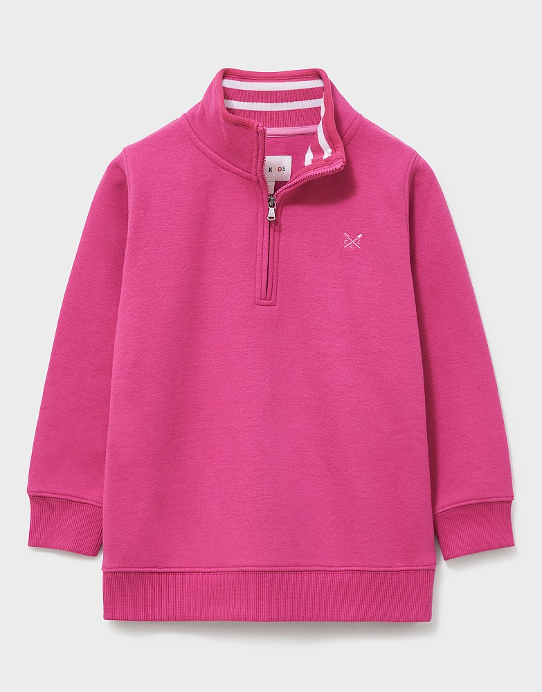 Concealed Half Zip Funnel Neck Sweatshirt in Pink