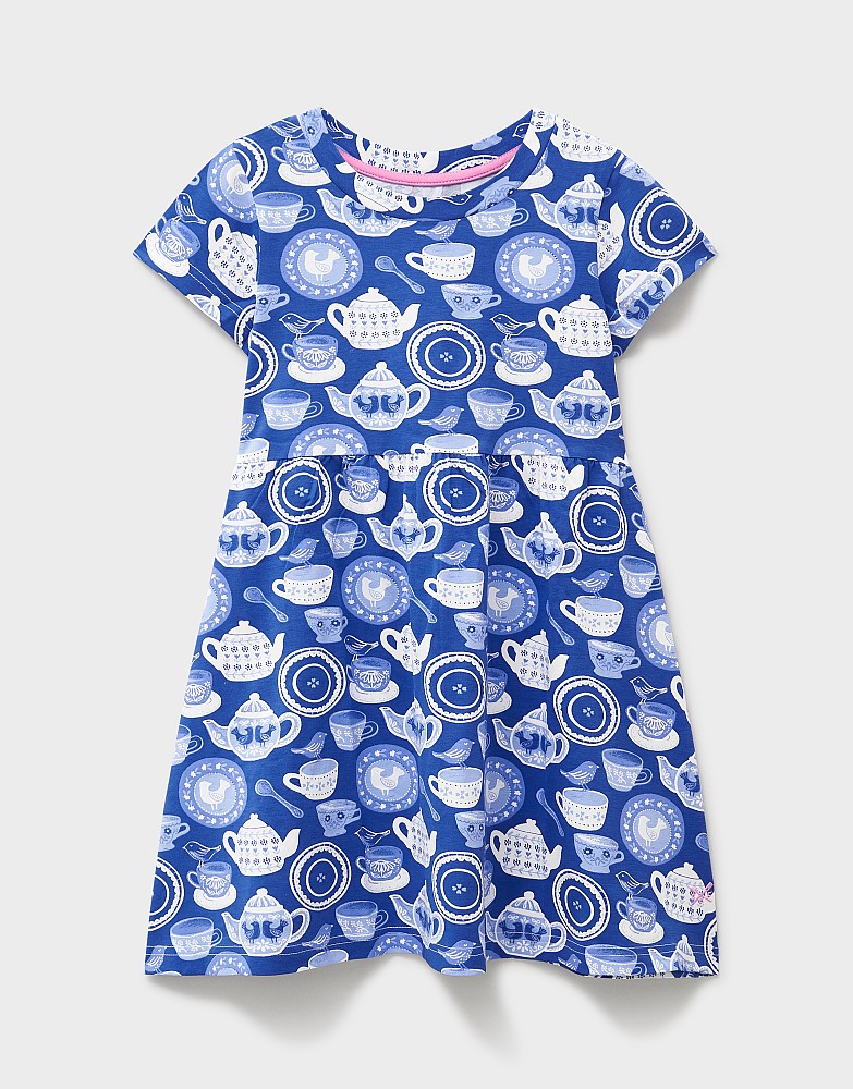 Everyday Jersey Dress in Blue and White