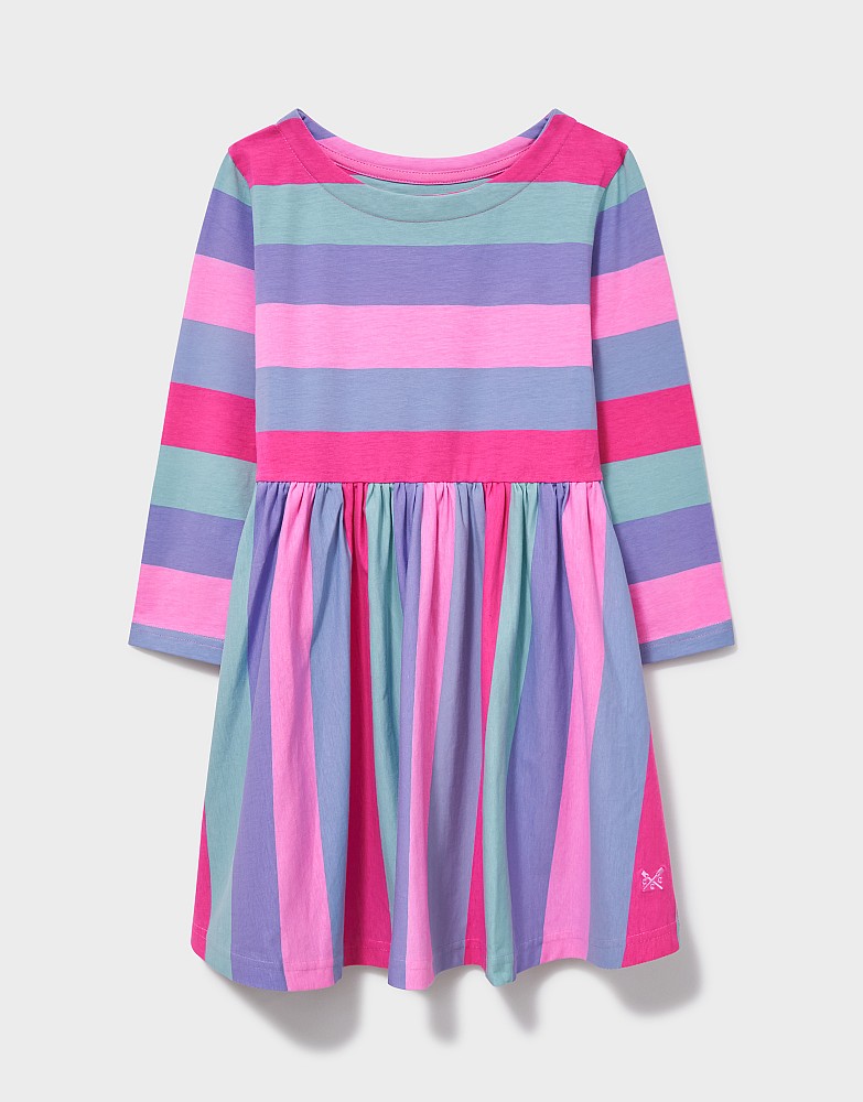 Classic Striped Long Sleeve Jersey Dress in Multicolours