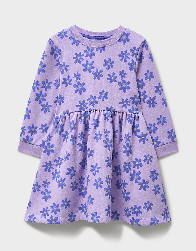 Floral Printed Sweatshirt Dress in Purple