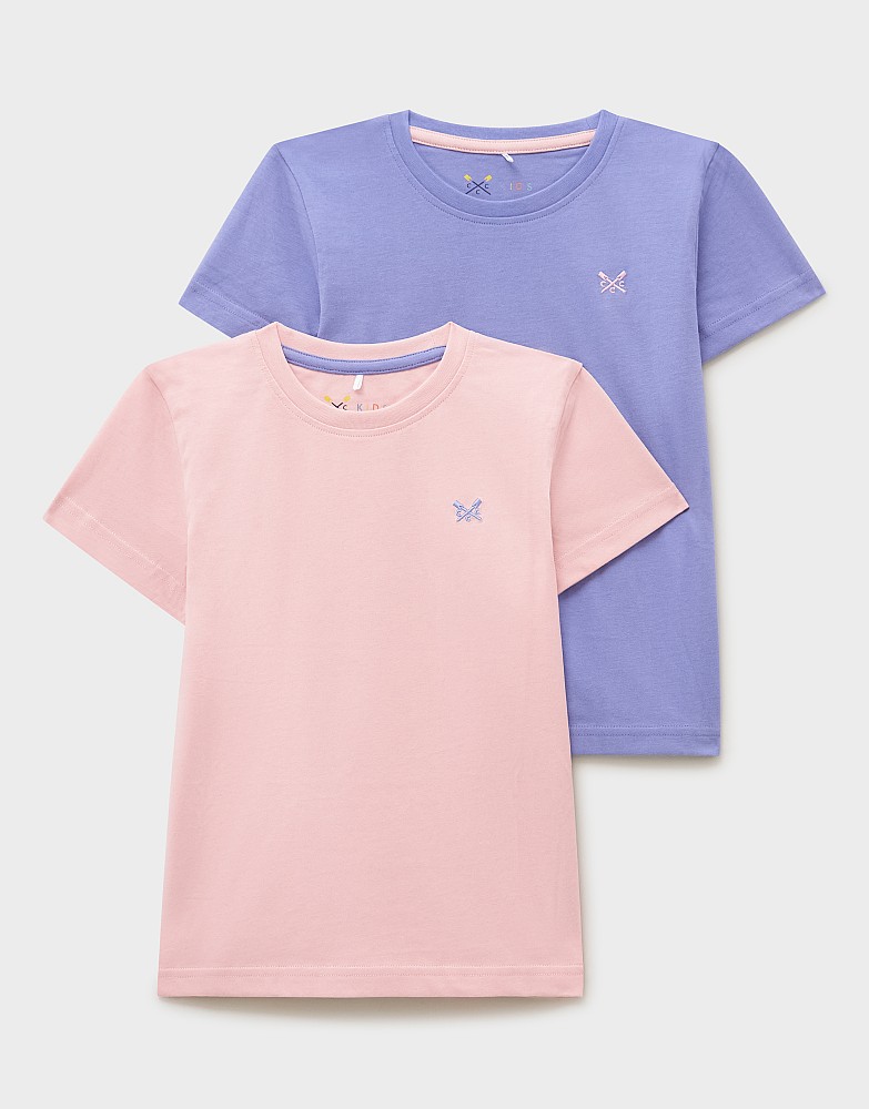 Two-Pack Short Sleeve Classic Tees in Pink and Purple