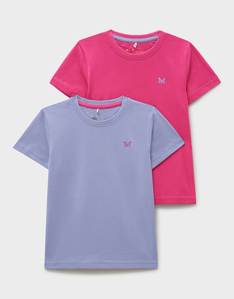 Two-Pack Short Sleeve Classic Tees in Purple and Bright Pink