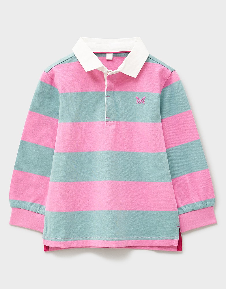 Striped Long-Sleeve Rugby Shirt in Pink and Green