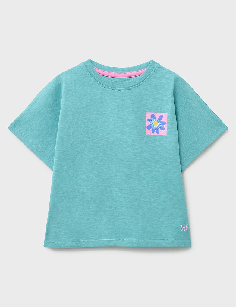 Floral Graphic Short Sleeve Tee in Blue