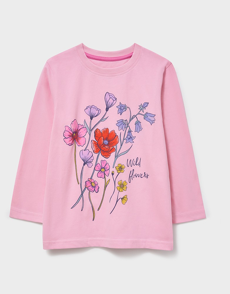 Graphic Long Sleeve T-Shirt in Light Pink