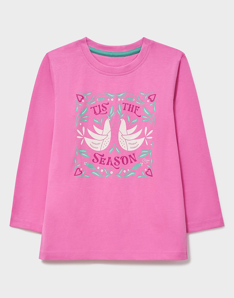 Graphic Long Sleeve T-Shirt in Rose Pink