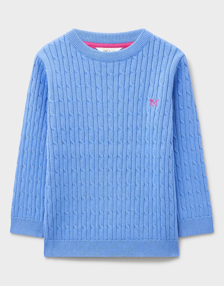 Heritage Cable Crew Neck Jumper in Blue