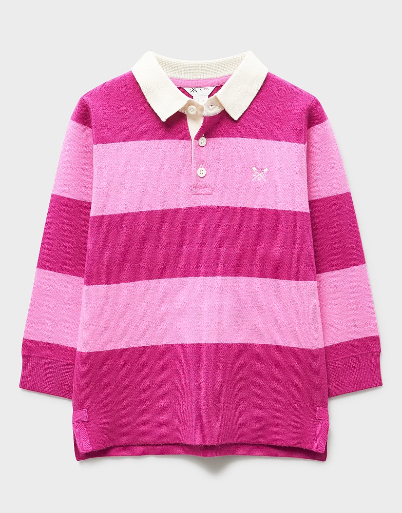 Knitted Stripe Rugby Jumper in Pink