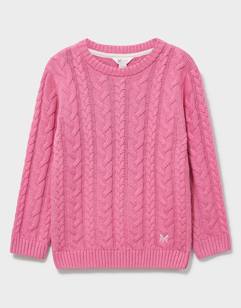 Plaited Cable Knit Jumper in Pink