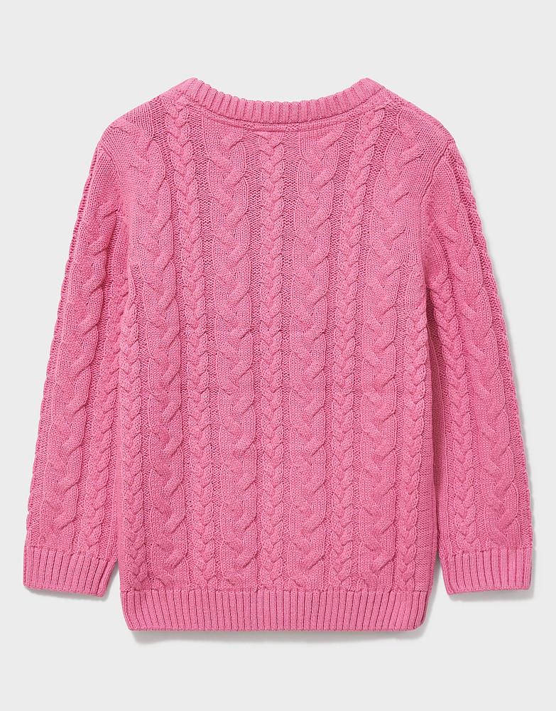 Girl's Plaited Cable Knit Jumper in Pink from Crew Clothing