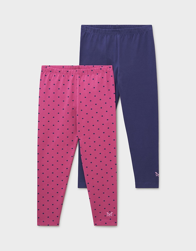 2 Pack Printed Leggings in Navy and Pink
