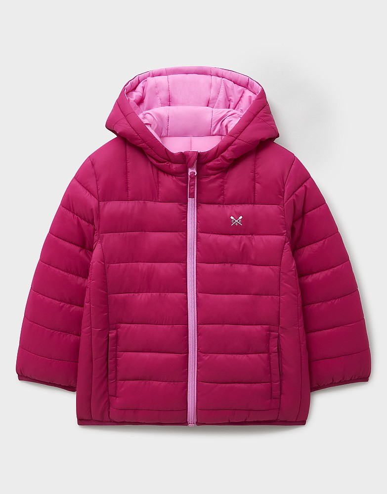 Lowther Reversible Puffer Jacket in Burgundy & Pink