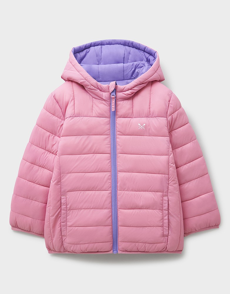 Lowther Reversible Puffer Jacket in Dark Pink & Orchid