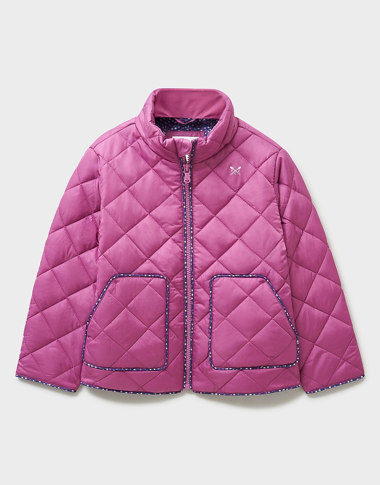 Shower-Resistant Quilted Funnel Neck Jacket in Mauve
