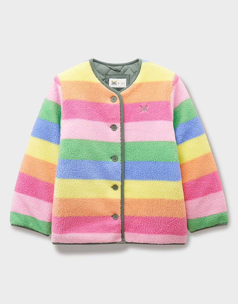Borg Jacket in Pastel Rainbow Stripe