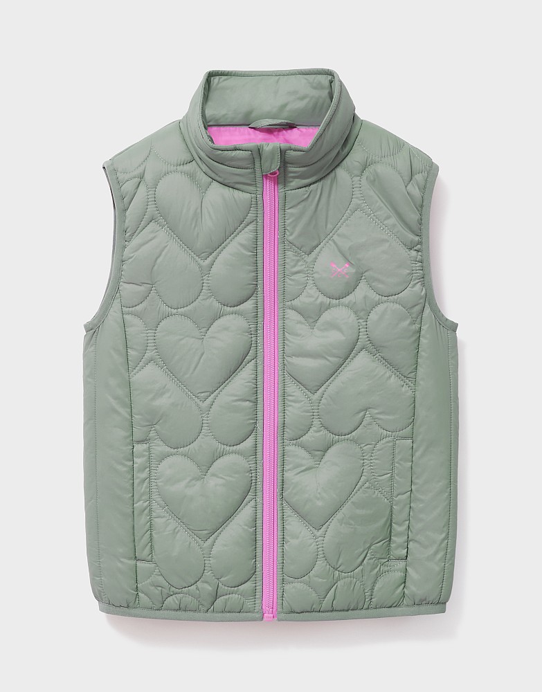 Heart-Quilted Gilet in Green