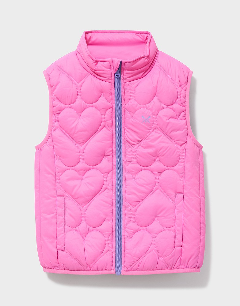 Heart-Quilted Gilet in Dark Pink