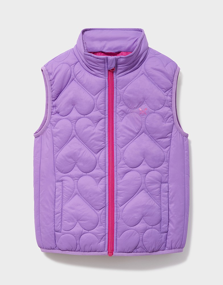 Heart-Quilted Gilet in Lavender Purple