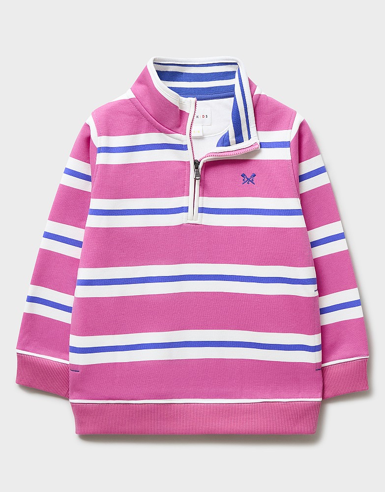 Stripe Half Zip Sweat in Pink and Blue