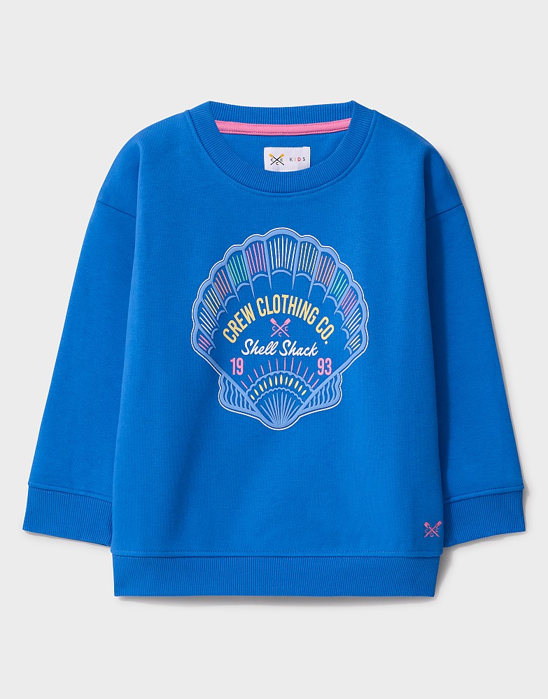 Shell Graphic Crew Neck Sweatshirt in Blue