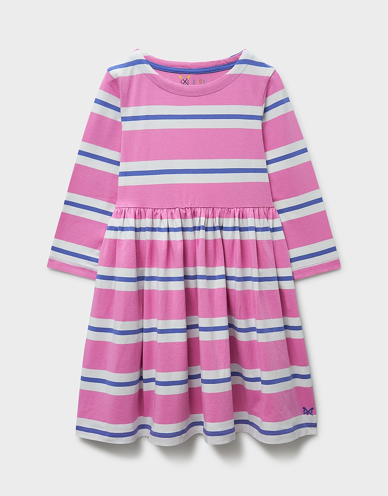 Striped Jersey Dress in Pink, Blue and White