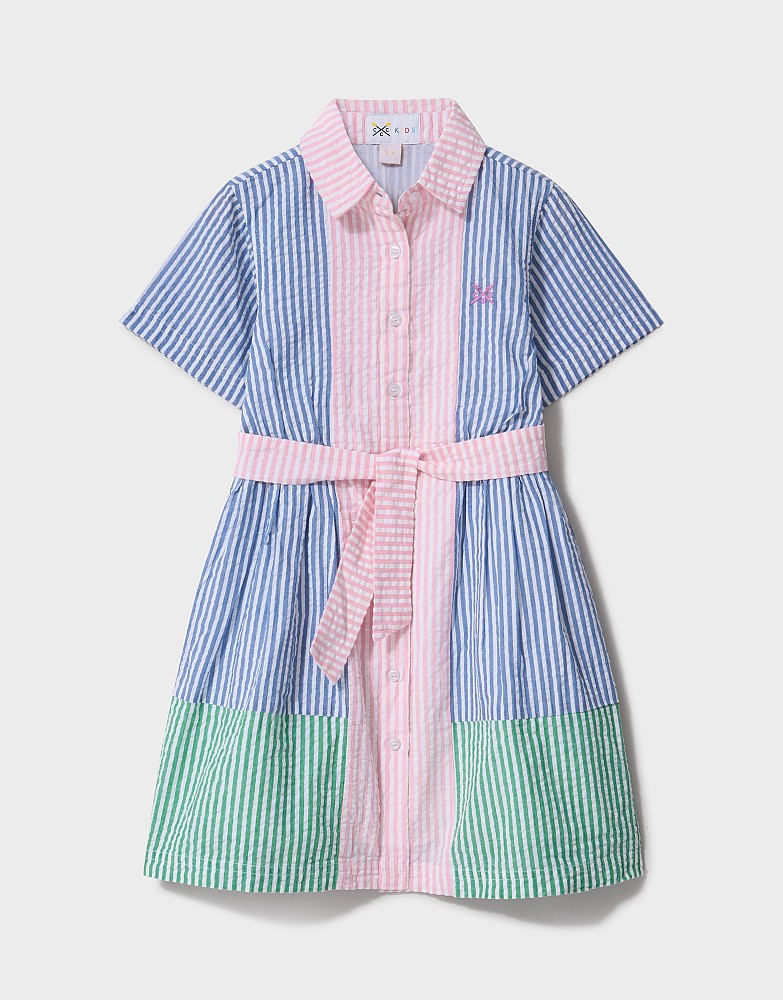 Mix Ticking Stripe Shirt Dress in Multi Colour