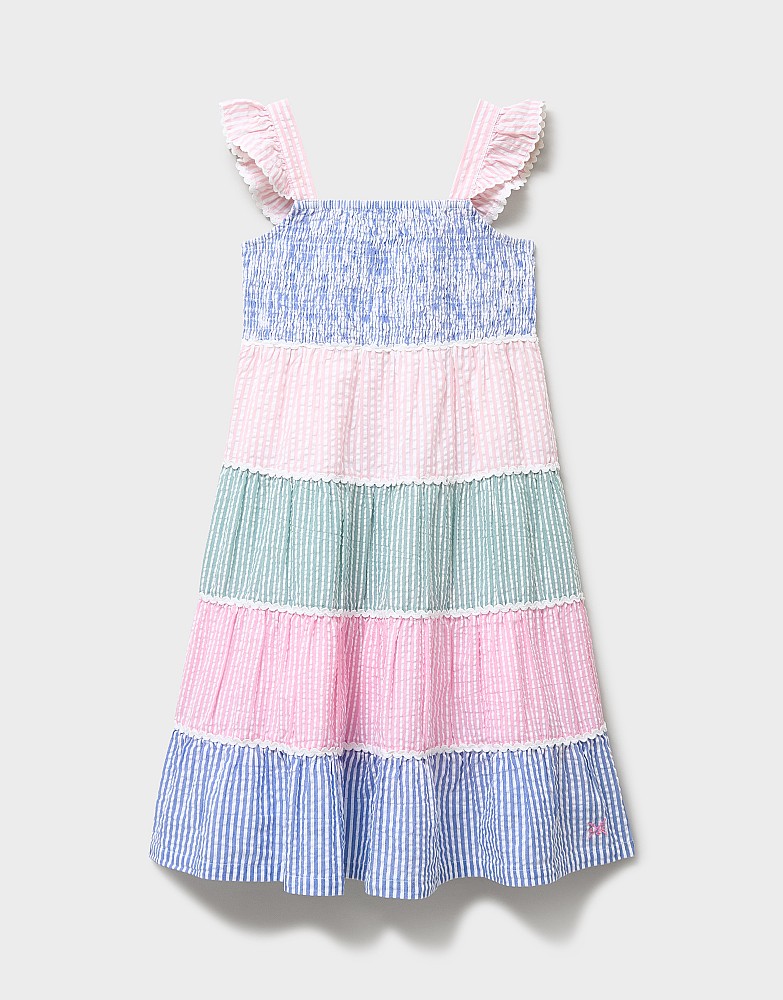 Midi Tiered Sundress in Rainbow Stripes