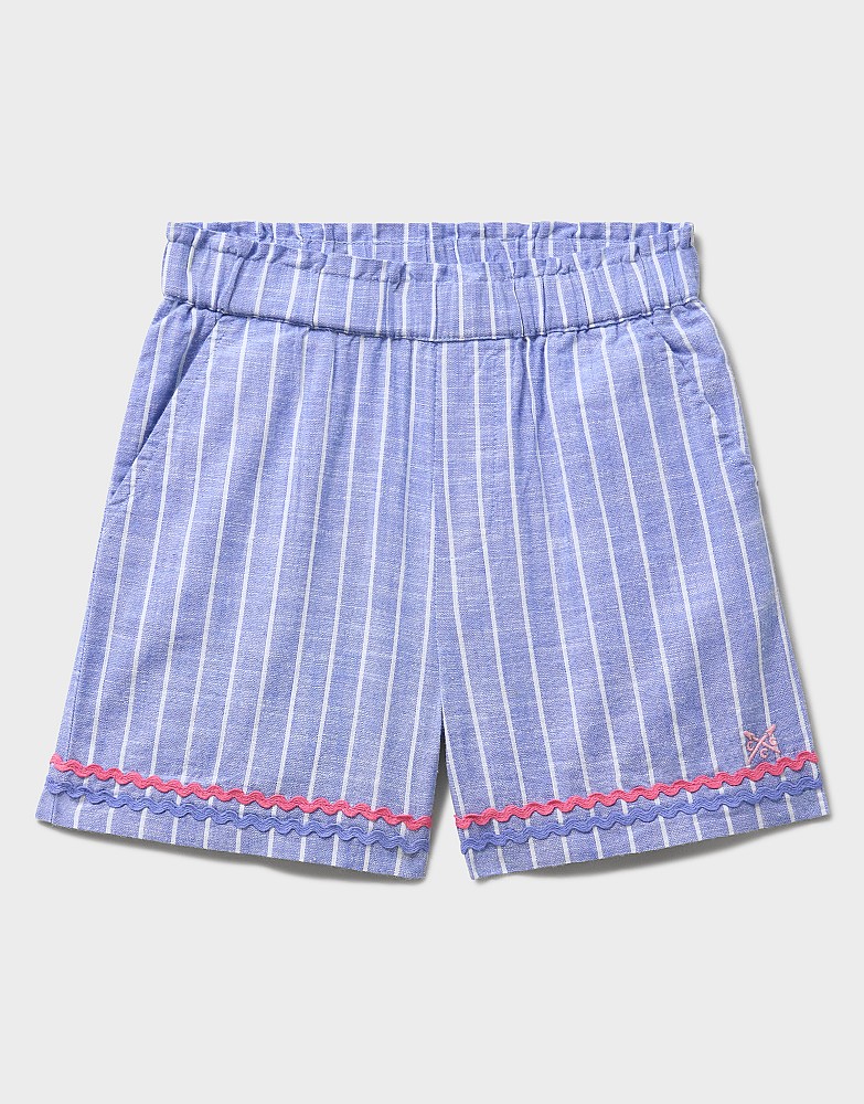 Cotton Paperbag Shorts in Indigo Blue