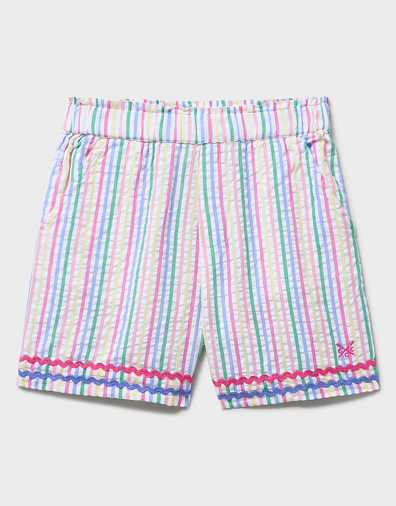 Cotton Paperbag Shorts in Rainbow Stripe
