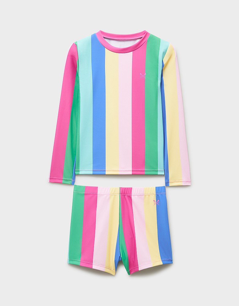 Rash Vest & Shorts Set in Rainbow Print