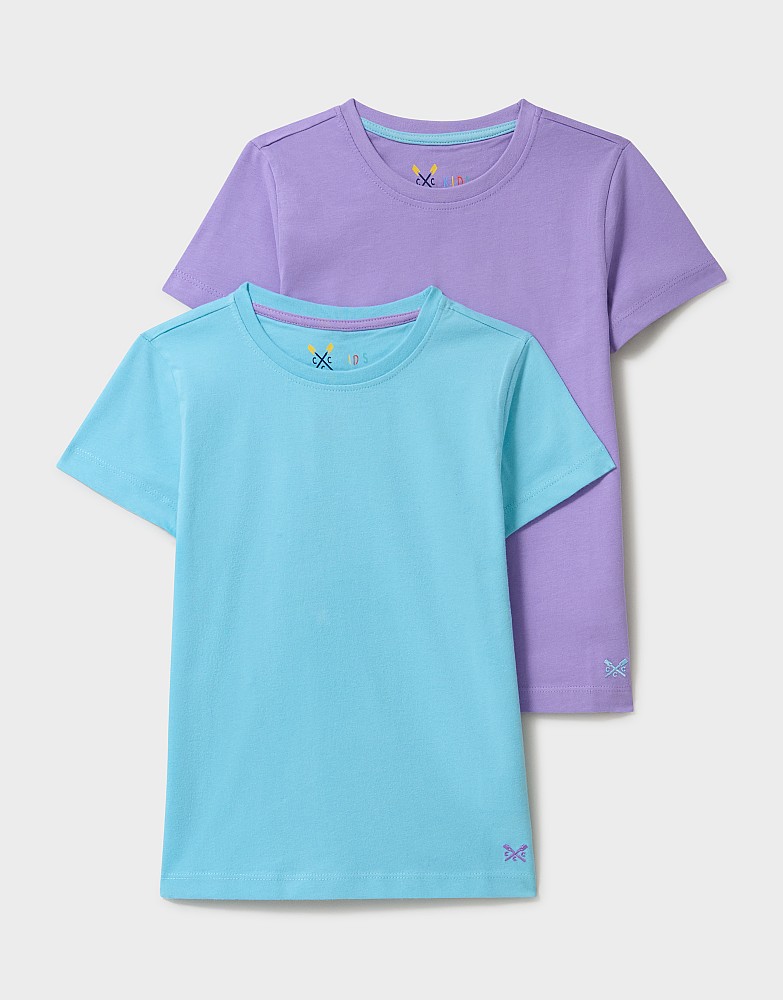 2 Pack Short Sleeve Classic T-Shirts in Mint Green and Purple