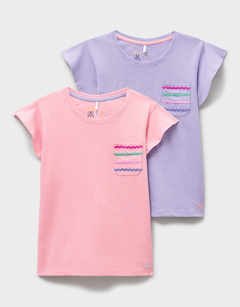 Girls Flutter Sleeve T-Shirt 2-Pack in Purple and Pink