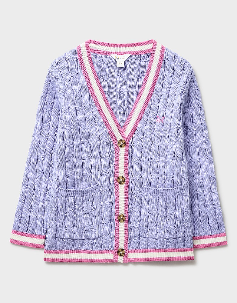 Cable Cricket Cardigan in Lilac