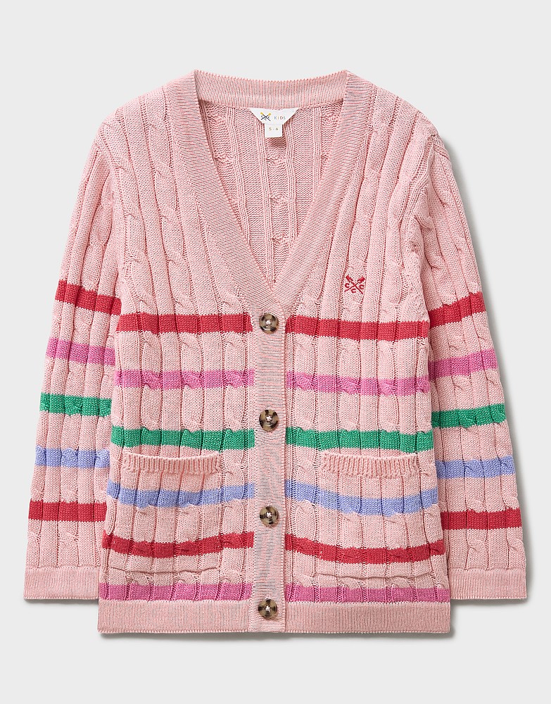 Cable Cricket Cardigan in Light Pink