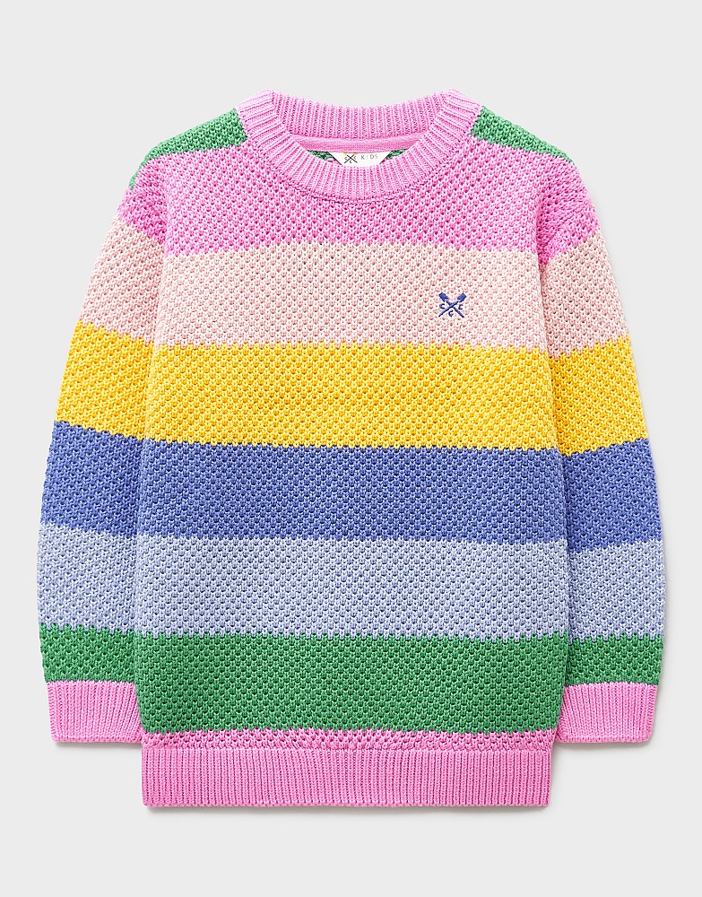 Cotton-Mix Waffle Rainbow Stripe Jumper