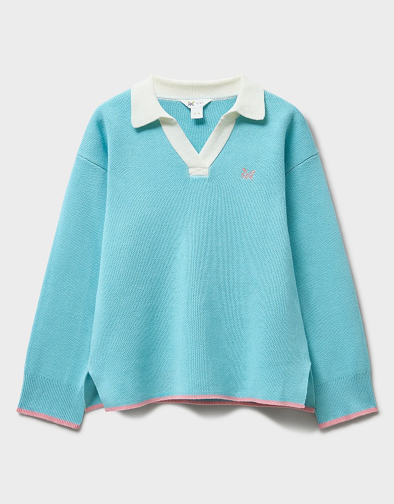 Heritage Oversized Rugby Jumper in Aqua