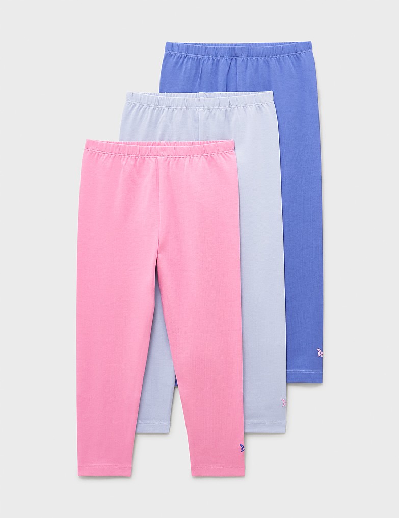 3 Pack Leggings in Pink, Lilac and Blue
