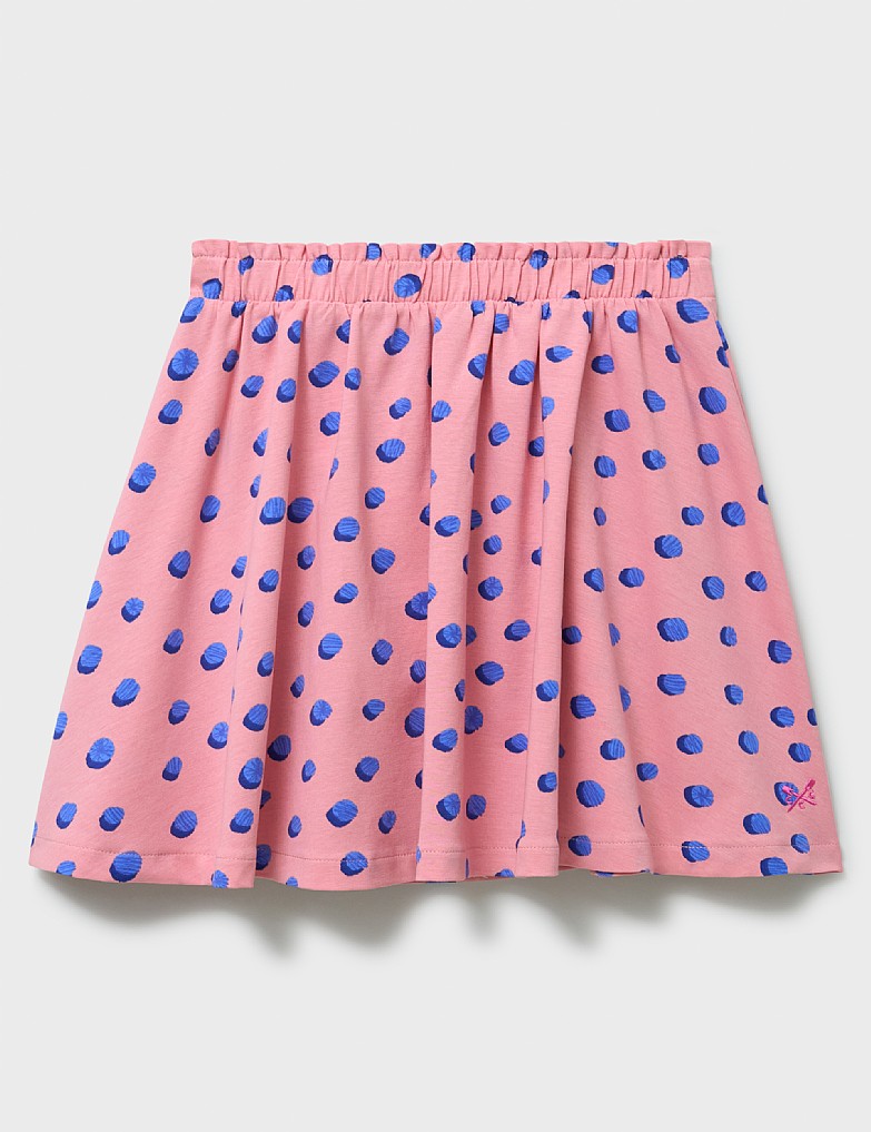 Everyday Cotton Jersey Printed Skirt in Pink and Blue Spot
