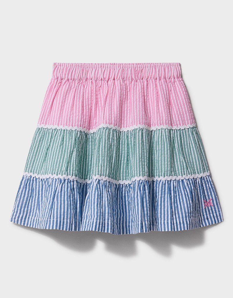 RicRac Ribbon Trim Skirt in Green, Pink and Blue
