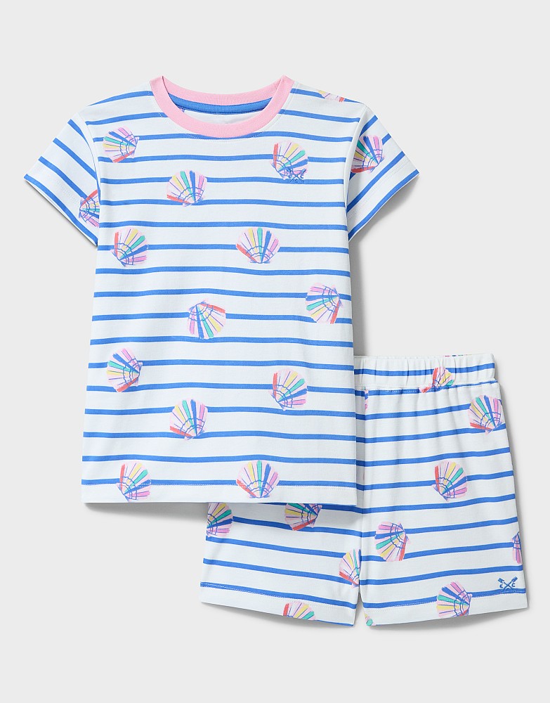 Printed Shortie PJ Nightwear Set in White