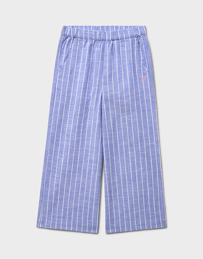 Striped Woven Trousers in Blue and White