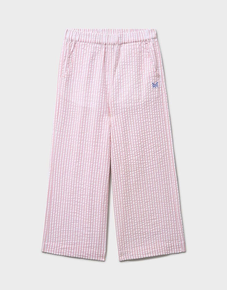 Striped Woven Trousers in Light Pink and White