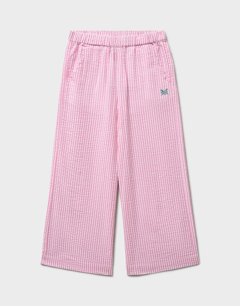 Striped Woven Trousers in Pink and White