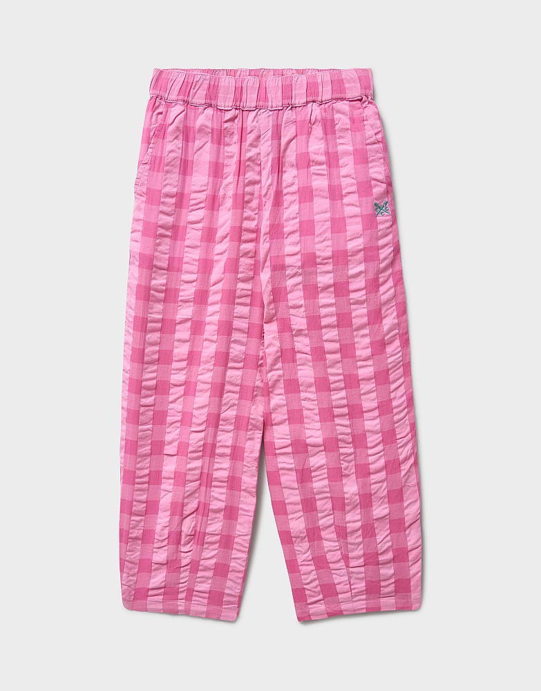 Barrel Leg Trousers in Pink Check
