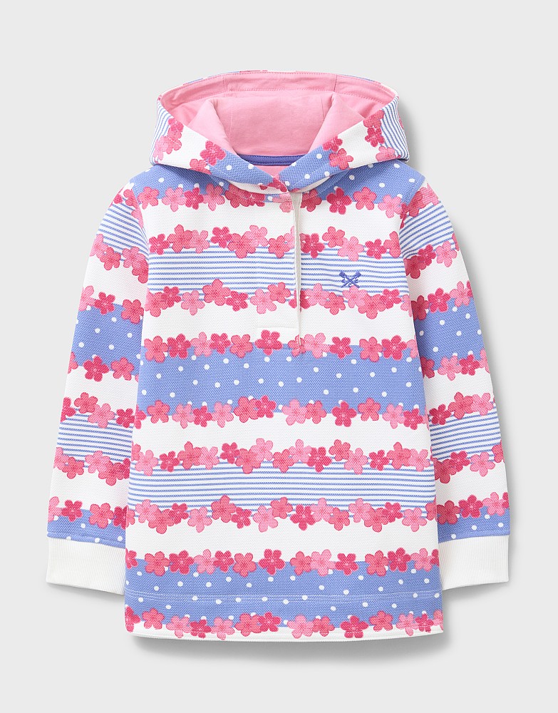 Printed Cotton Piqué Padstow Hooded Sweatshirt in Purple
