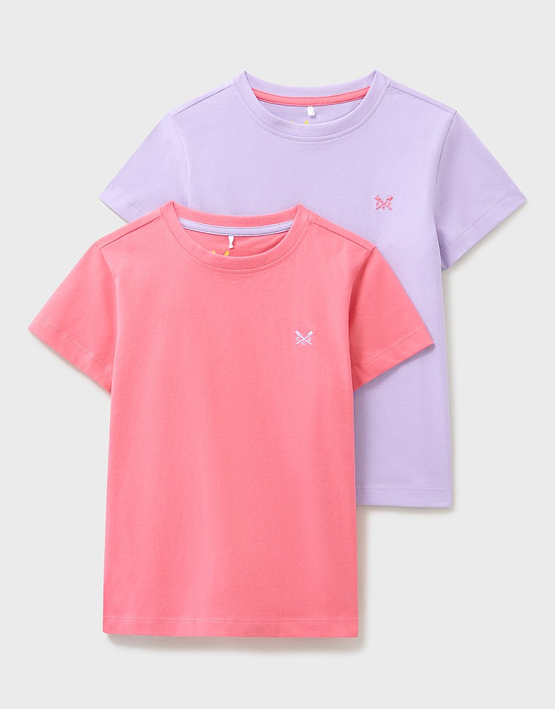 2-Pack Classic Crew T-Shirts in Coral and Lilac