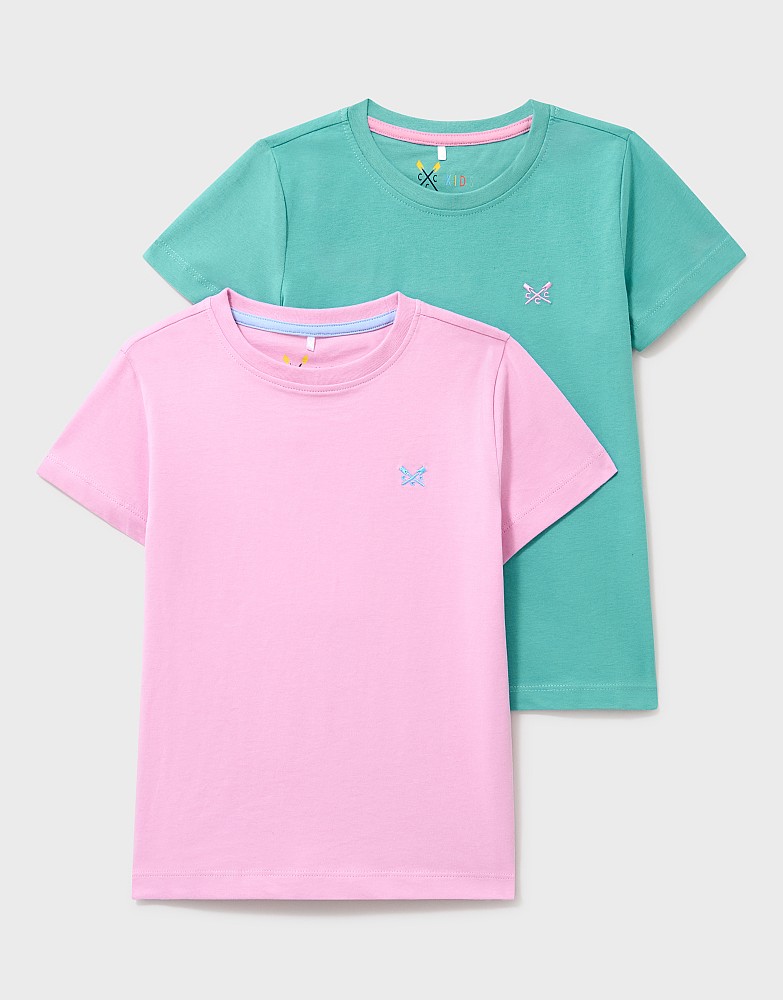 2-Pack Classic Crew T-Shirts in Pink and Aqua