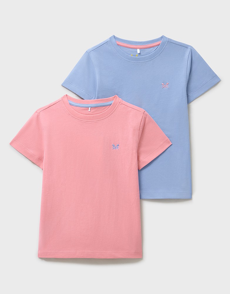 2 Pack Classic Crew T-Shirts in Pink and Blue