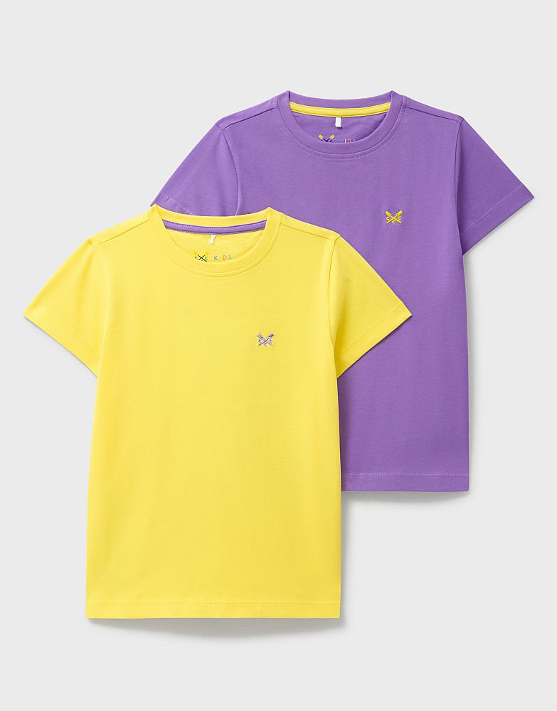2 Pack Classic Crew T-Shirts in Yellow and Purple