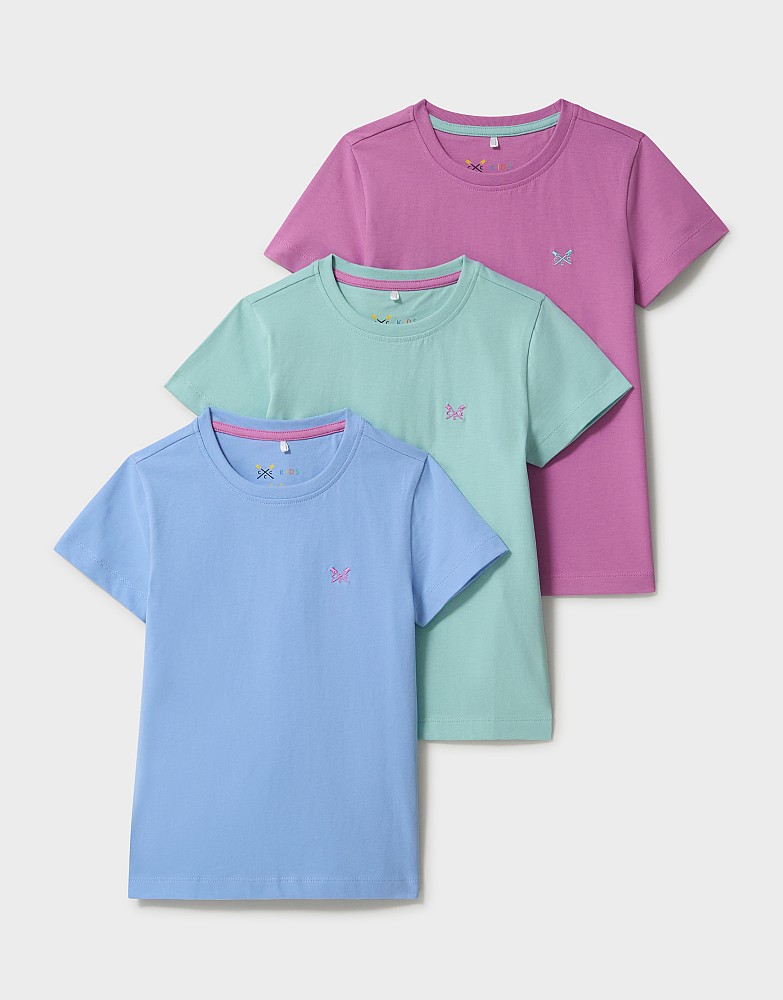 3-Pack Classic Crew T-Shirts in Blue, Lilac and Aqua